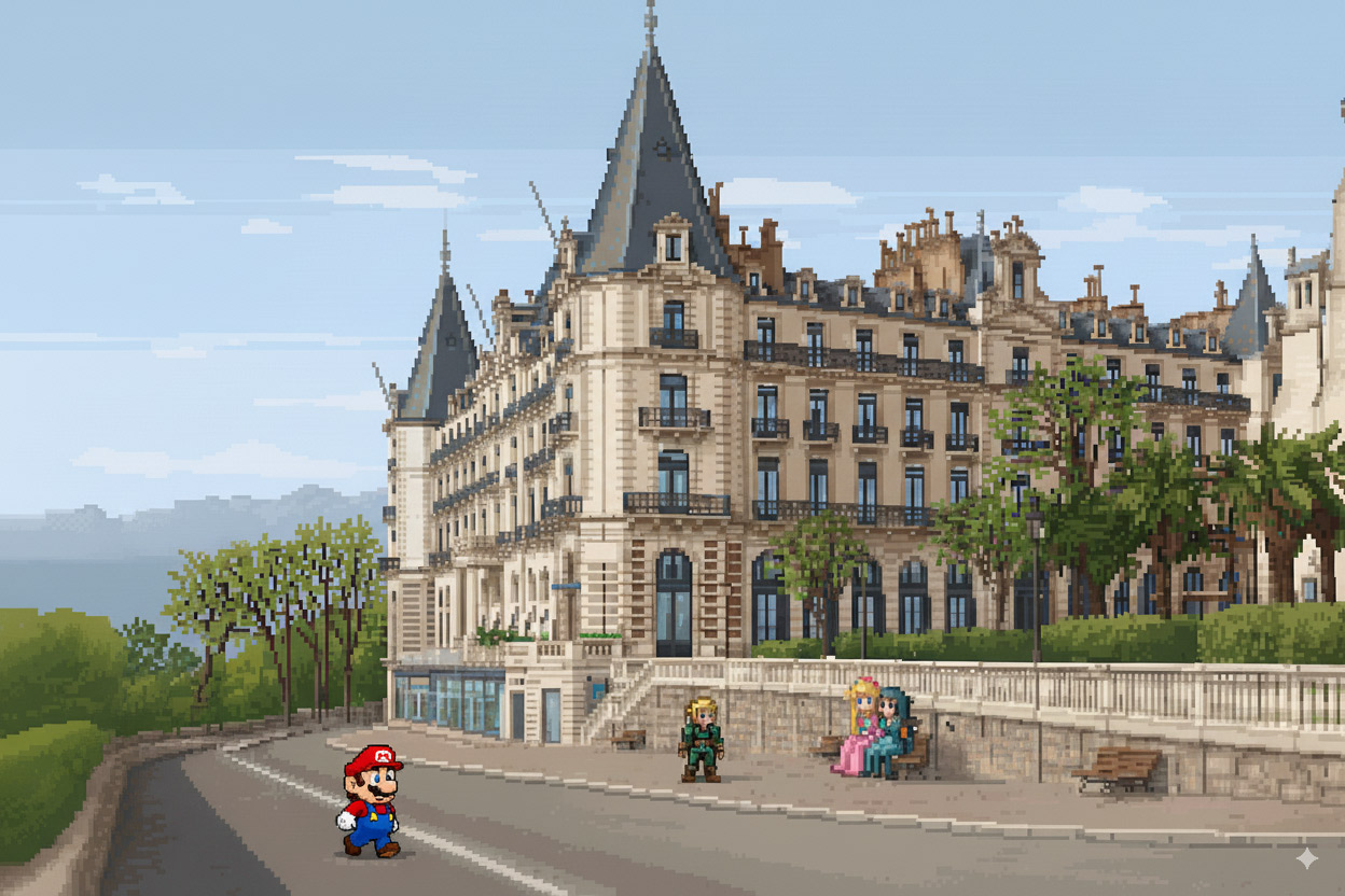 pixel art cafe arcade