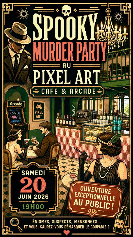 pixel art cafe arcade