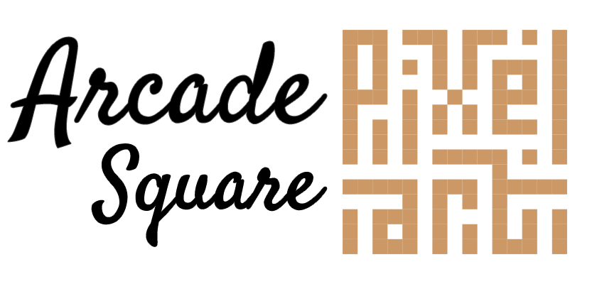 pixel art cafe arcade logo square