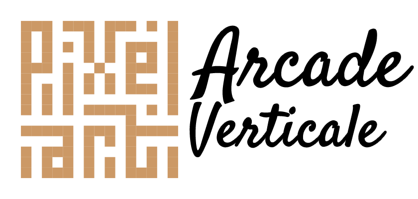 pixel art cafe arcade logo verticale