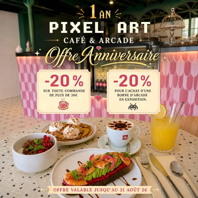 offre des 1 an du pixel art cafe à Pau